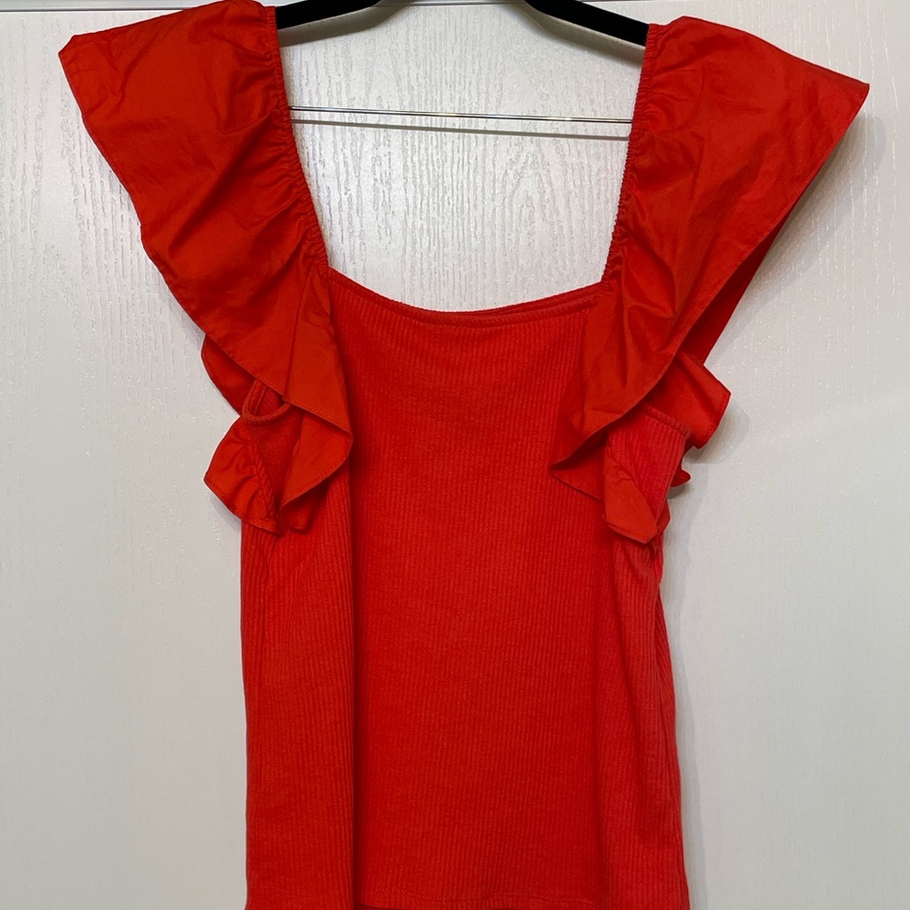 Target Vibrant Red Flutter Sleeve Blouse